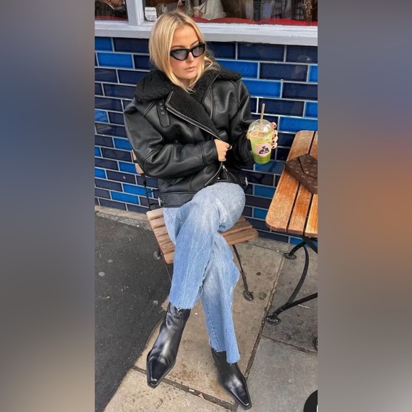 NWOT - Oak + Fort OVERSIZED SHERPA AVIATOR JACKET - Small - Picture 8 of 12